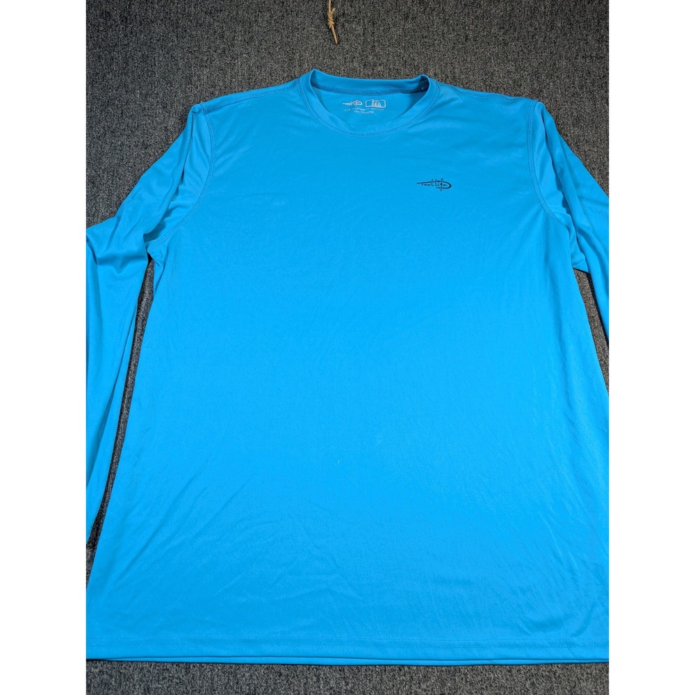 Reel Life Mens XXL Hawaiian Ocean Blue Long Sleeve Performance Fishing Shirt